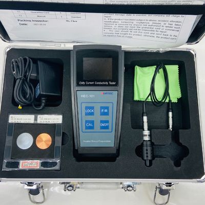 HEC-101 60KHz Eddy Current Electrical Conductivity Tester % IACS MS/m Dual Unit Auto Temperature Compensation Aluminum Copper Alloy Conductivity Meter